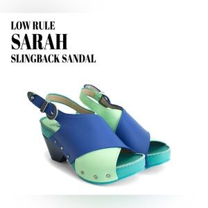 LAST CALL Fluevog EXCELLENT Low Rule Sarah- green/blue studded slingback -6/7
